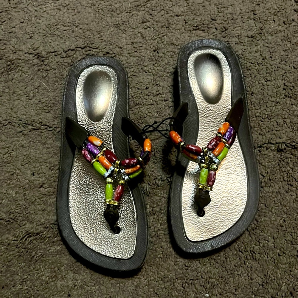 Multiple Color Beaded Flip Flops Cute Shoes Sandals Summer